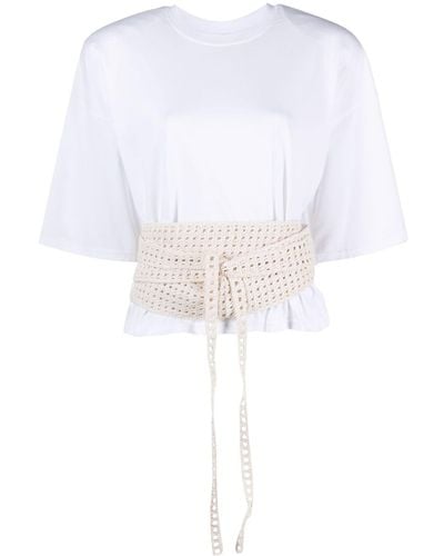 The Mannei Turso Crochet-wrapping T-shirt - White