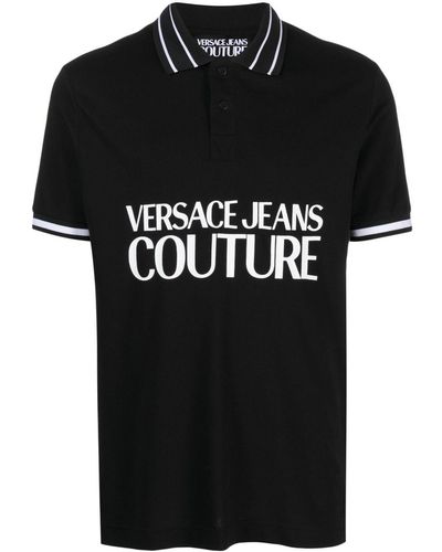 Versace Jeans Couture Polo en coton à logo imprimé - Noir