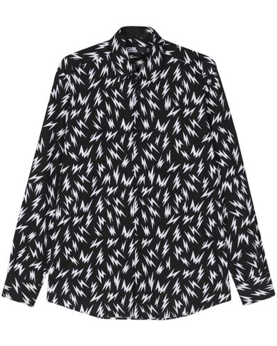 Karl Lagerfeld Abstract-pattern Cotton Shirt - Black