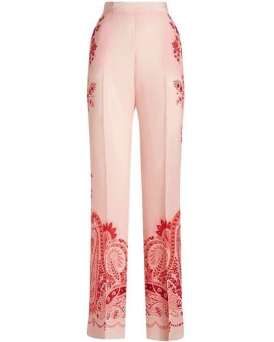 Etro Paisley-print Silk Trousers - Red