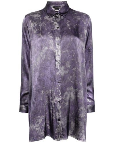 Avant Toi Camouflage Print Silk-blend Shirt - Purple