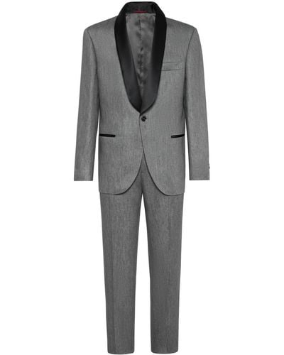 Brunello Cucinelli Einreihiger Anzug aus Leinen - Grau