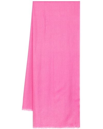 N.Peal Cashmere Scialle con bordo sfrangiato - Rosa