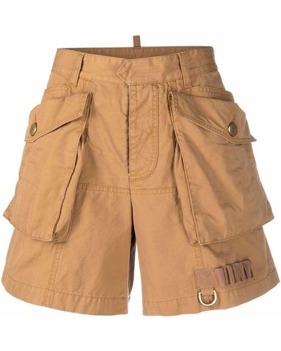 DSquared² High-waisted Cotton Shorts - Natural