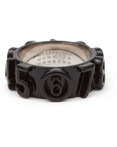 MM6 by Maison Martin Margiela Signature Numbers-motif Ring - Black