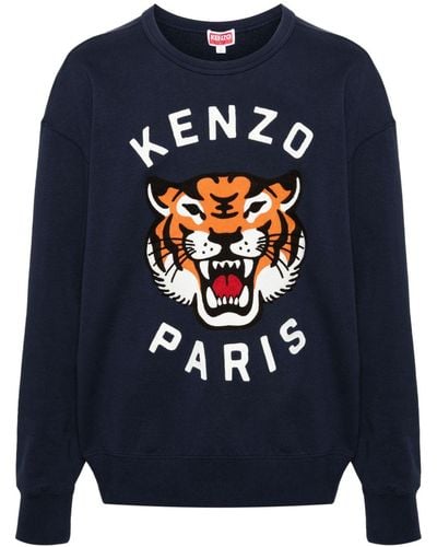 KENZO Sweater Met Tijgerlogo - Blauw