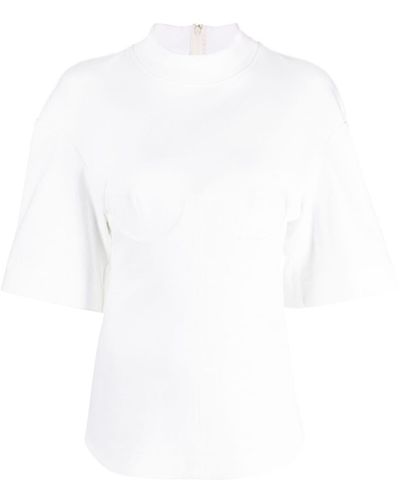 ALESSANDRO VIGILANTE Funnel-neck Short-sleeve Blouse - White