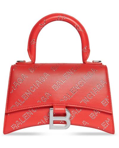 Balenciaga Xs Hourglass Tote Bag - Red