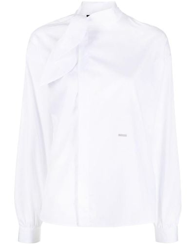 DSquared² Tied-neck Long-sleeve Shirt - White