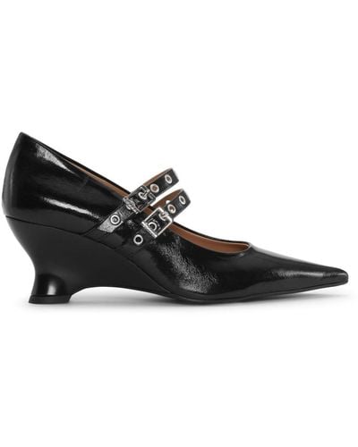 Ganni Zapatos de tacón Mary Jane con ojales - Negro