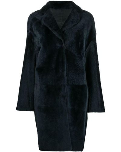 Yves Salomon Oversized Shearling Coat - Blue
