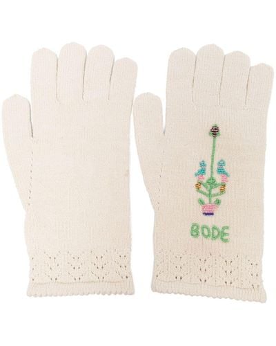 Bode Logo-embroidered Knitted Gloves - White