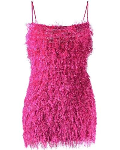 Laneus Fur-trimmed Mini Dress - Pink