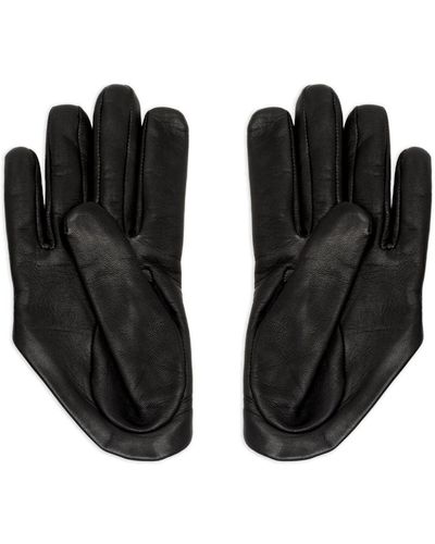 Alexander McQueen Gants en cuir à bords asymétriques - Noir