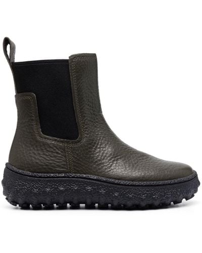 Camper Ground Grained-texture Leather Boots - Black