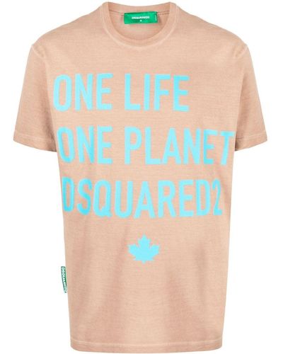 DSquared² T-Shirt mit Slogan-Print - Braun