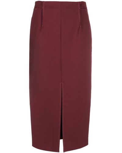 Patrizia Pepe Pleat-detailing High-waisted Skirt - Red