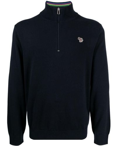 PS by Paul Smith Logo-appliqué Organic Cotton Sweater - Blue