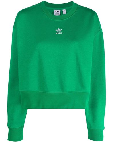 adidas Logo-embroidered Cotton Sweatshirt - Green