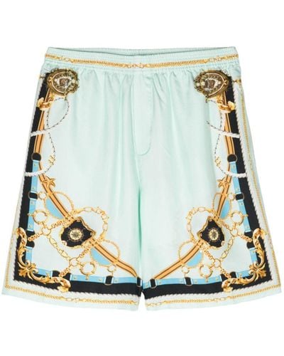 Camilla Sea Charm Silk Bermuda Shorts - Blue