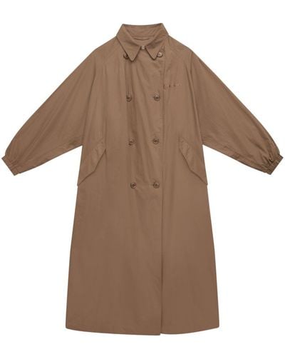 Isabel Marant Logo-embroidered Belted Trench Coat - Brown