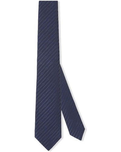 Gucci Cravate en soie à logo GG - Bleu