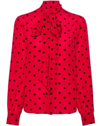 Moschino Pussy-bow Collar Silk Blouse - Red