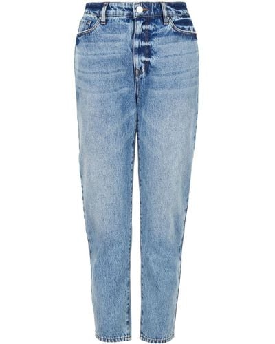 Armani Exchange Lang geschnittene Tapered-Jeans mit Logo-Applikation - Blau