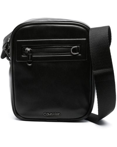 Calvin Klein Elevated Logo-lettering Messenger Bag - Black