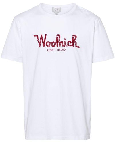 Woolrich T-Shirt mit Logo-Stickerei - Weiß
