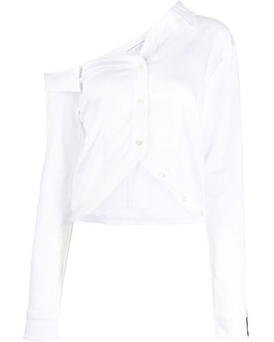 ROKH Camicia monospalla asimmetrica - Bianco