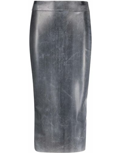 Saint Laurent Latex-style Pencil Skirt - Black