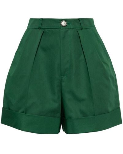 Dice Kayek High-waist Wide-leg Shorts - Green