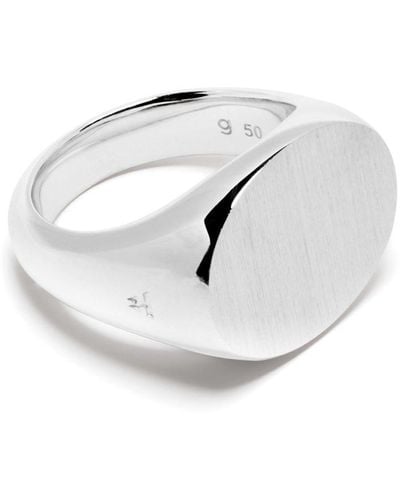 Tom Wood Ivy Sterling Silver Signet Ring - White
