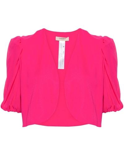 Twin Set Puff-sleeve Cropped Jacket - Pink