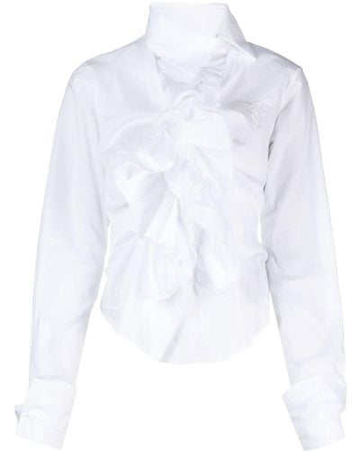 Vivienne Westwood Asymmetric Logo-embroidered Shirt - White