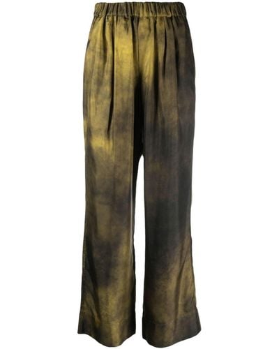 Gauchère Abstract-print Wide-leg Trousers - Green