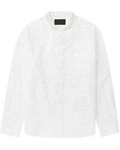 Simone Rocha Faux-pearl Embellished Cotton Shirt - White