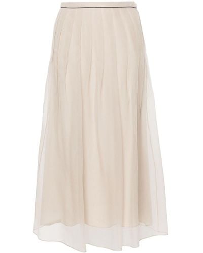 Brunello Cucinelli Layered Midi Skirt - White