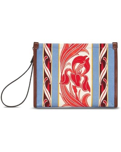Etro Abstract-print Canvas Clutch Bag - White
