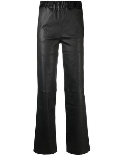 Arma Straight-leg Leather Trousers - Black