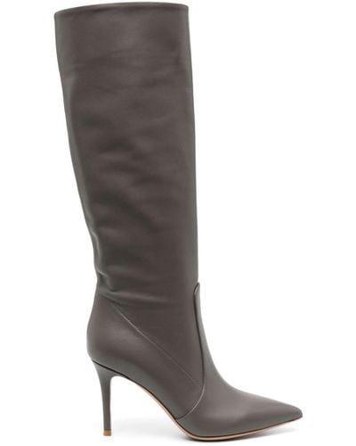 Gianvito Rossi Hansen Pointed-toe Leather Boots - Gray