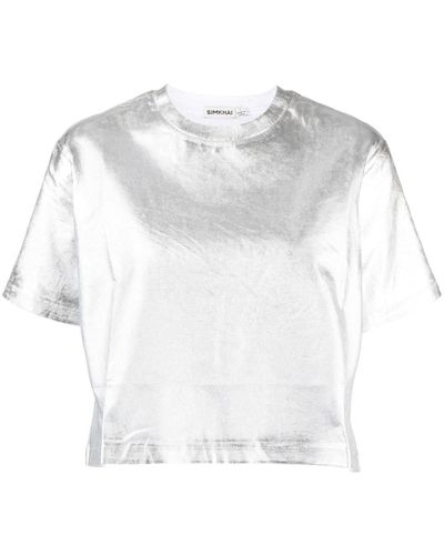 Jonathan Simkhai T-shirt à effet métallisé - Blanc