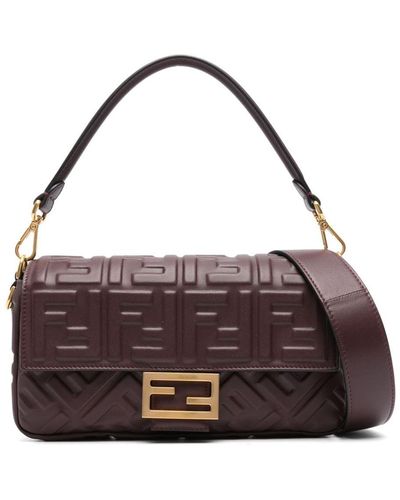 Fendi Baguette Medium Leather Shoulder Bag - Purple