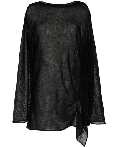 Y's Yohji Yamamoto Asymmetric Gathered Sweater - Black