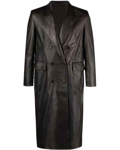 Salvatore Santoro Double-breasted Leather Coat - Black