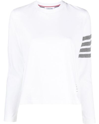 Thom Browne T-shirt a maniche lunghe con dettaglio a 4 righe - Bianco