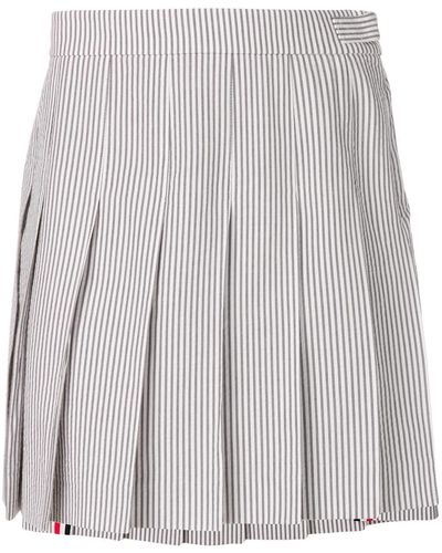 Thom Browne Seersucker Mini Pleated Skirt - グレー