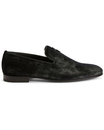 Giuseppe Zanotti Velvet Slip-on Loafers - Black