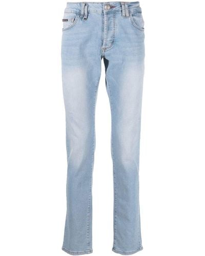 Philipp Plein Super Straight-cut Stonewashed Jeans - Blue